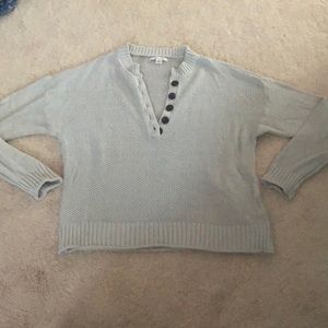 Relaxed oversized crew neck button down sweater